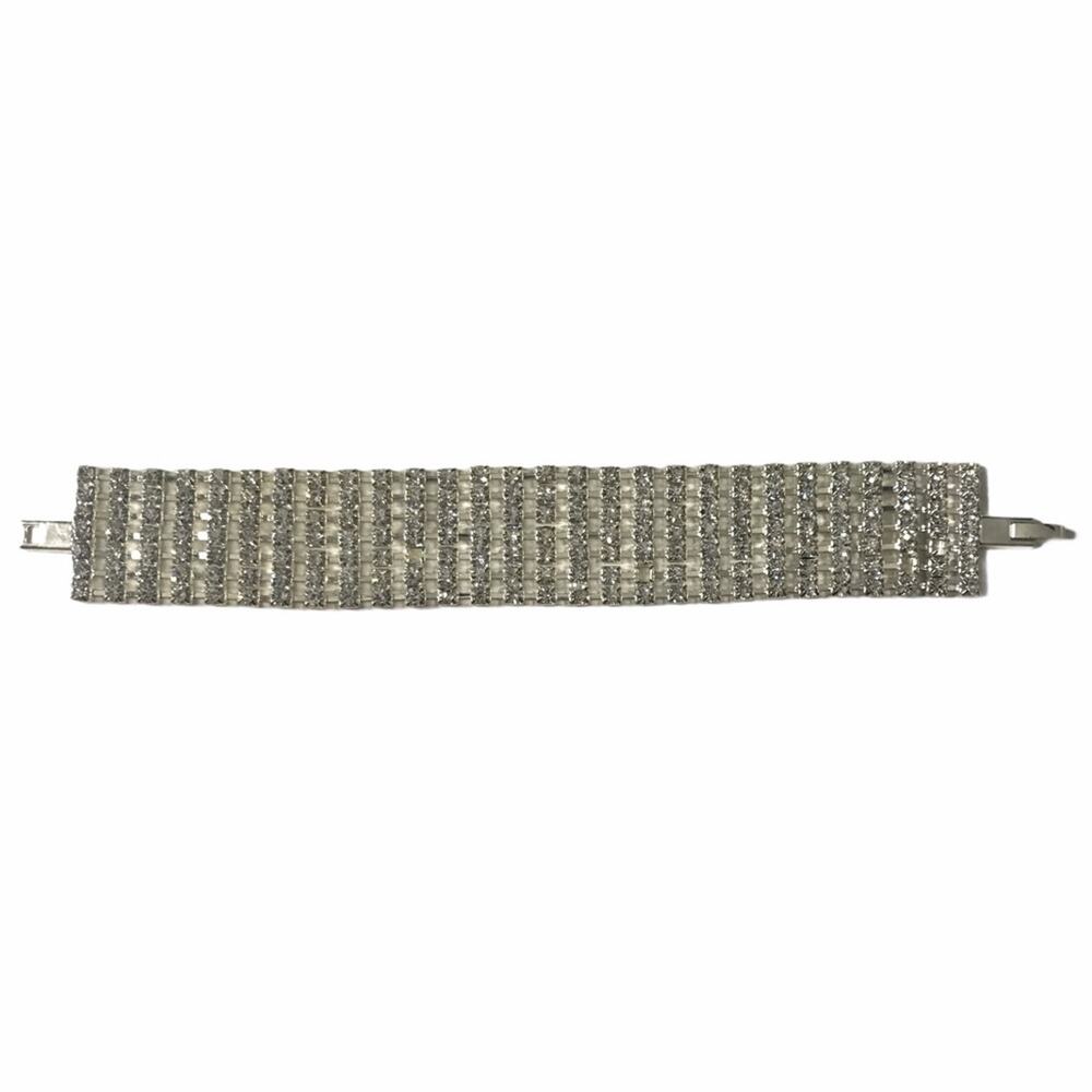 Vintage Multi-Cup Chain Rhinestone Bracelet Silver